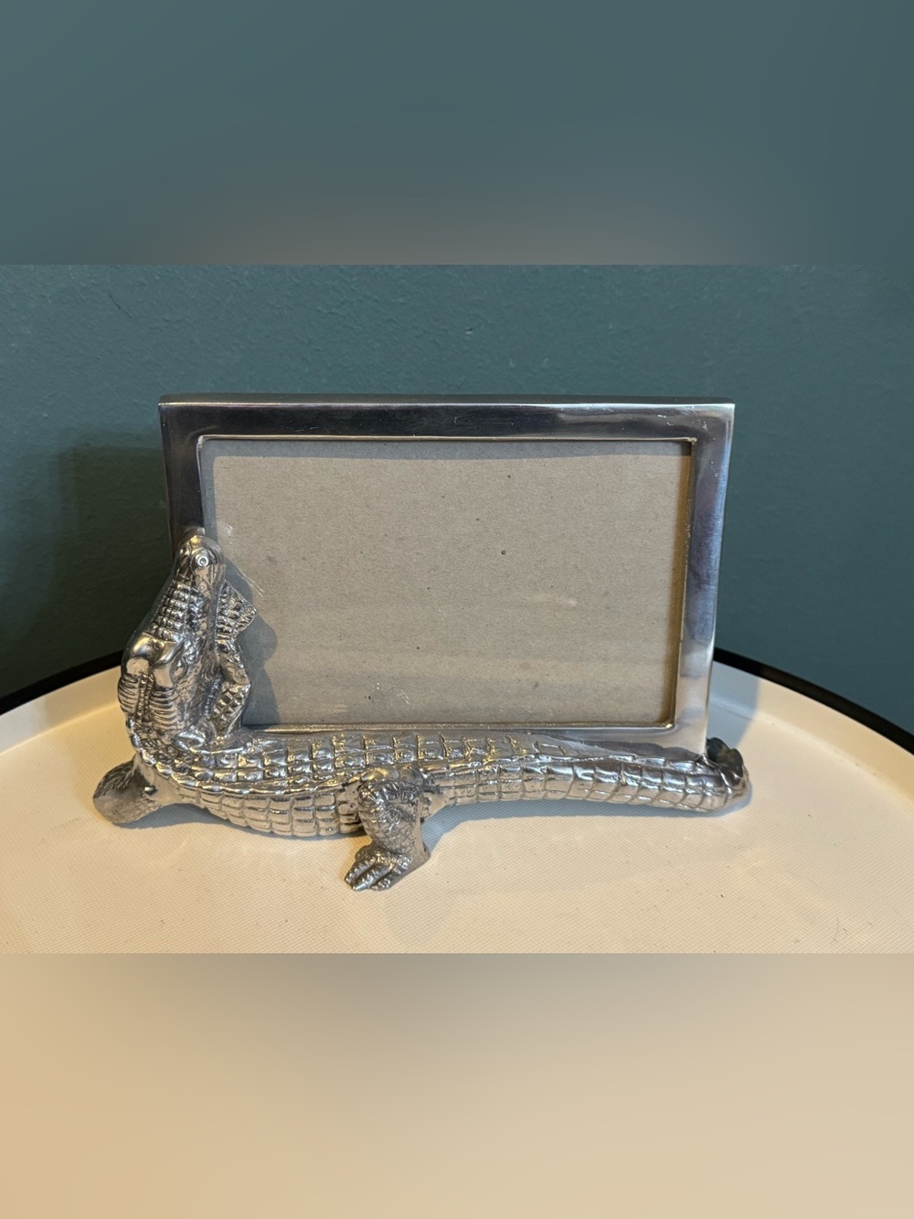 Vintage ARTHUR COURT Pewter ALLIGATOR Picture Photo Frame Fits 4x6” Photo